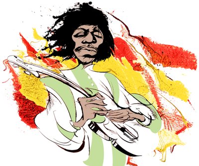 Jimi Hendrix, American Guitarist (1942-70) (Colour Caricature) by Neale Osborne